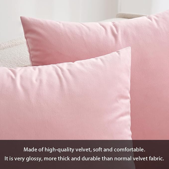 MIULEE Velvet Throw Pillow Covers 18x18 Inch Pack of 2 Bright Pink | Soft Solid Decorative Pillow Covers, Modern Luxury Home Decor, for Couch Chair Sofa Bedroom Livingroom