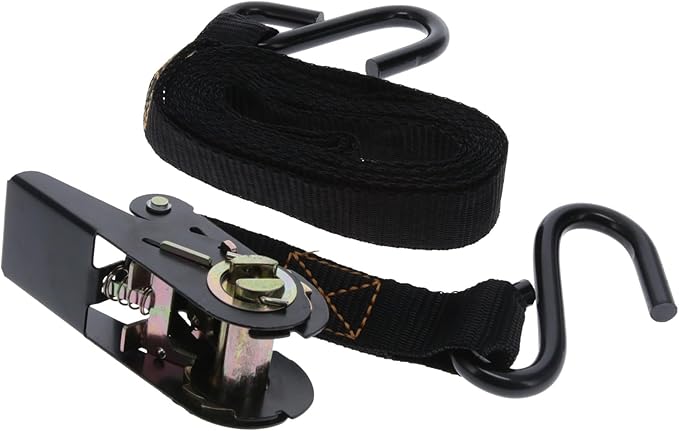 MUDDY 1" X 8' Rugged Durable Lightweight Reliable Adjustable Versatile Outdoor Treestand Ratchet Tie Down Strap with 2 Hardened Steel Hooks, 1 Pack