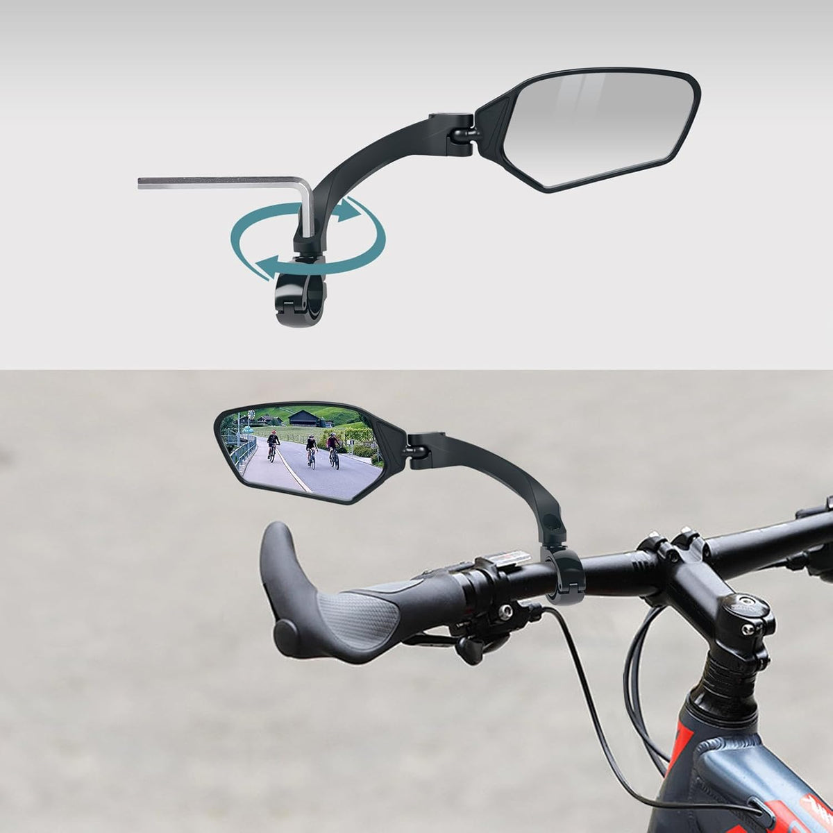 Skiennix Adjustable Bike Mirrors - HD Shatterproof, 360° Rotatable, Universal Fit for MTB & E-Bikes | Left & Right Pair