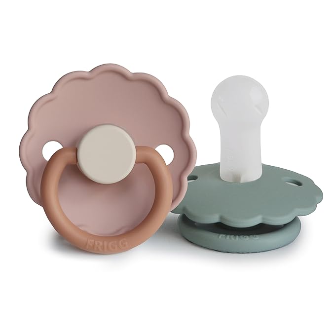 FRIGG Daisy SilkySoft Silicone Baby Pacifier | Made in Denmark | BPA-Free (Biscuit/Lily Pad, 6-18 Months)
