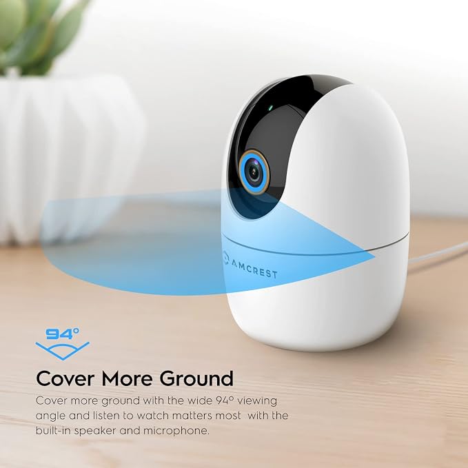 Amcrest 4MP WiFi Camera Indoor Camera, Sound & Baby Monitor, Human & Pet Detection, Motion-Tracking, w/ 2-Way Audio, Phone App, Pan/Tilt Wireless IP, Night Vision, Smart Home ASH41-W
