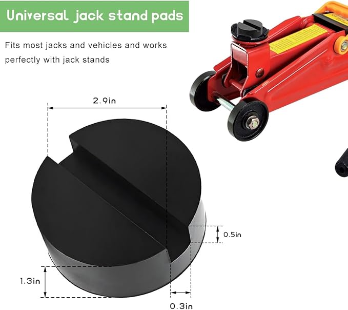 2PCS Rubber Jack Pads, Universal Slotted Automotive Frame Rail Pinch Welds Protector, Heavy Duty Anti-Slip Jack Stand Rubber Pad Adapter Vehicle Lift Tool, Car Accessories
