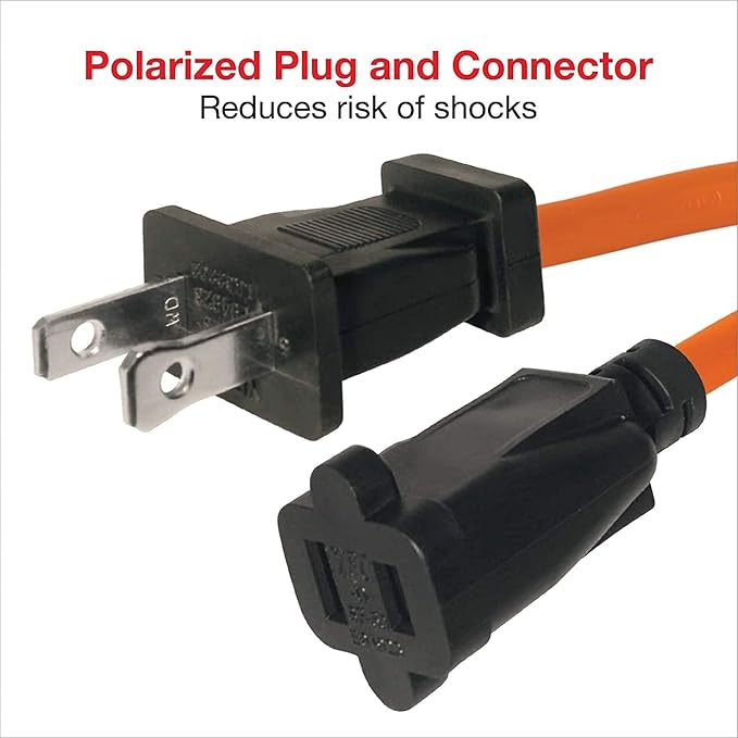 Clear Power 16 Gauge 3Prong Cords (16/2-2-Prong Polarized, Orange, 25 ft)