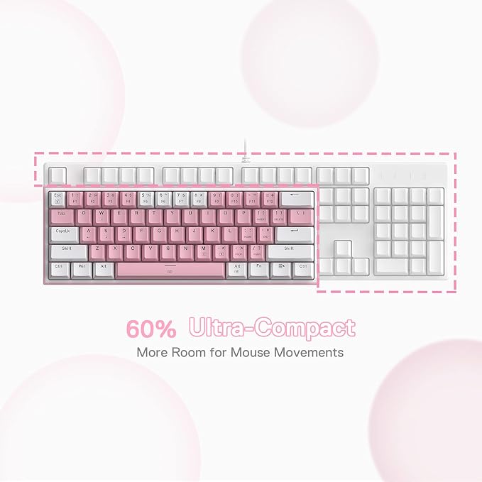Redragon K617 Wired 60% Compact Hot-Swap RGB Gaming Mechanical Keyboard | 61 Keys Design for More Room to Aim, Swap-Ready Socket for Mod, Vibrant 20-Mode Lighting Hype Vibing, Pro Software Supported