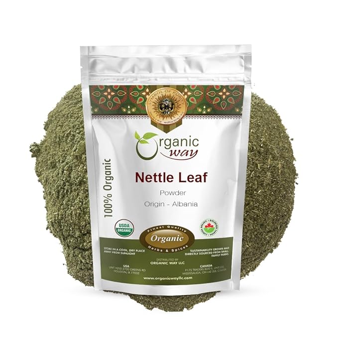 Organic Way Nettle Leaf Powder (Urtica dioica) - Herbal Tea | European Wild-Harvest | Kosher & USDA Certified | Vegan, Non-GMO & Gluten Free | Resealable Bag | 100% Raw from Albania (1/2LBS / 8Oz)