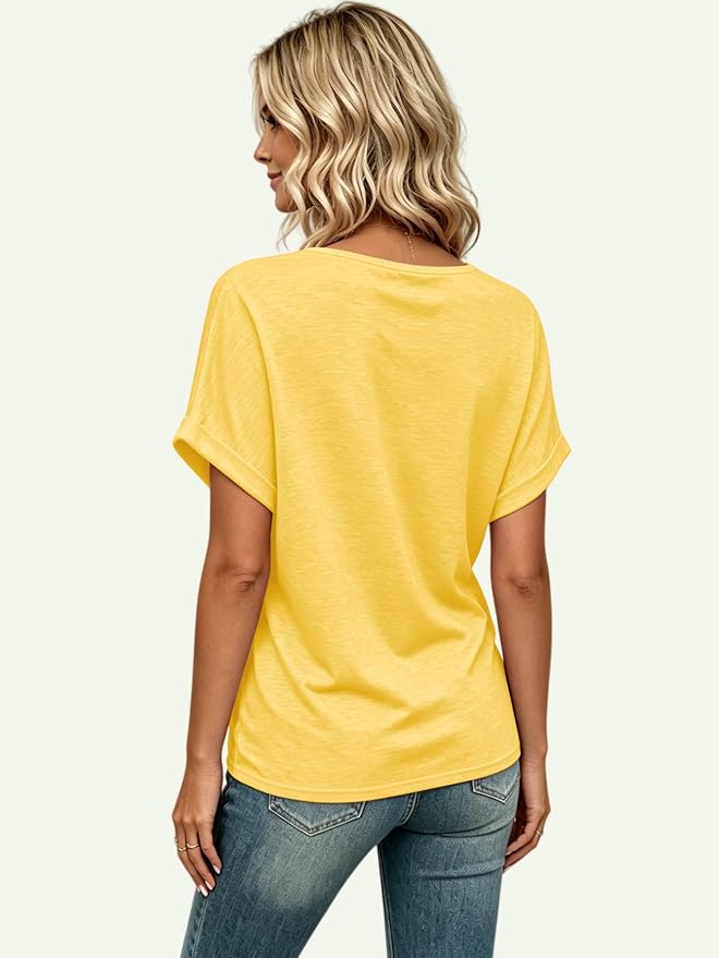 T Shirts Short Sleeve V Neck Tees Womens Tops Beach Vacation Fashion Clothes 2026 Casual Summer Spring Fall Outfits