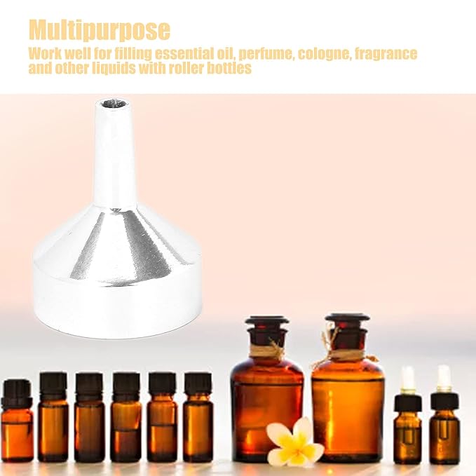 ANGGREK 10pcs Mini Aluminum Alloy Funnel Set for Filling Bottles and Transferring Cosmetics & Perfume (Silver)