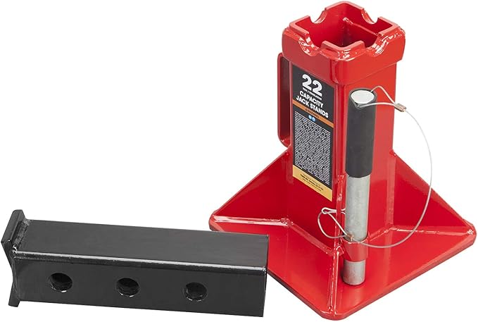 Big RED 22 Ton Car Jack Stands, Heavy Duty Pin Type Professional Car Jack Stand with Lock, Fit for Supporting Trucks, Trailers and Equipment, Red, 1 Pair