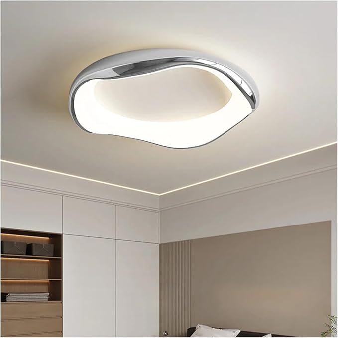 Modern Bedroom Ceiling Light Minimalist Interior Intelligent Lamp Living Room Bar Counter Home Decoration Lighting Fixture Contemporary(Silver-60cm)