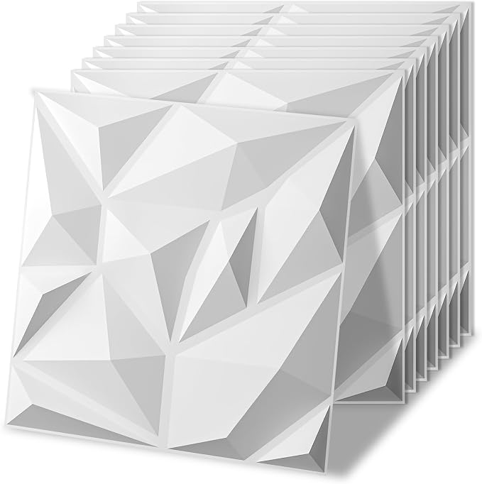 Art3d 100 Pack Decorative 3D Wall Panels, 97 Sq.Feet PVC Interior Wall Décor, 11.8"x11.8", White