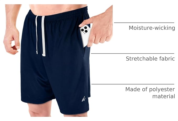 Quick Dry Knit Men's Athletic Shorts Loose-Fit Running Workout Gym Shorts
