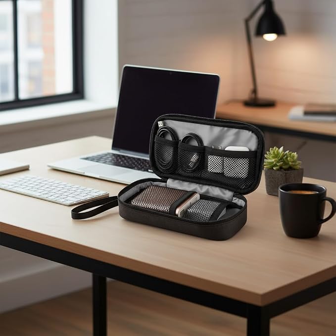 GOX Cable Organizer Pouch ��� Case for Chargers and Cords, Cord Organizer Travel Black, Small Cable Organizer Bag for Earbuds & Tech Accessories(Black)