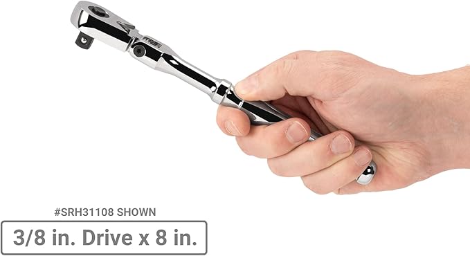 TEKTON 1/4, 3/8, 1/2 Inch Drive Flex Head Quick-Release Ratchet Set, 3-Piece (6, 8, 10-1/2 in.) | SRH92103