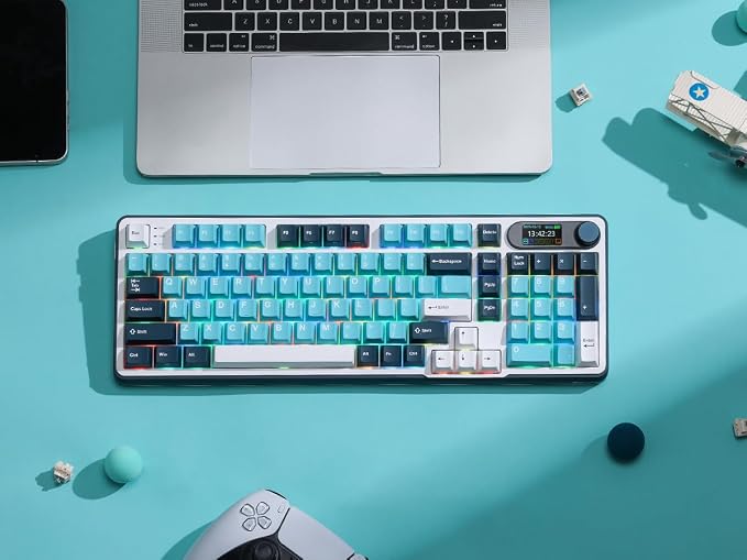 RK ROYAL KLUDGE S98 Wireless Mechanical Keyboard w/Smart Display & Knob | 96% Top Mount RGB Gaming Keyboard BT/2.4G/USB-C, Hot Swappable, Cushioned 5-Layer Noise Dampening, Massive Battery, 98 Keys