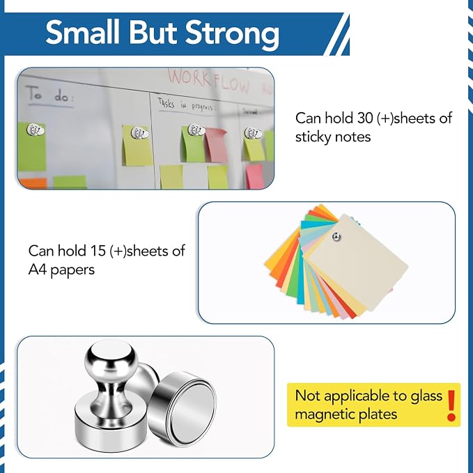 LOVIMAG Fridge Magnets 28Pcs, Magnet for Refrigerator Whiteboard, Silver | Small Strong Neodymium Metal Cute Push Pin for Classroom, Kitchen, Accessories Decorative, Office, Calendar