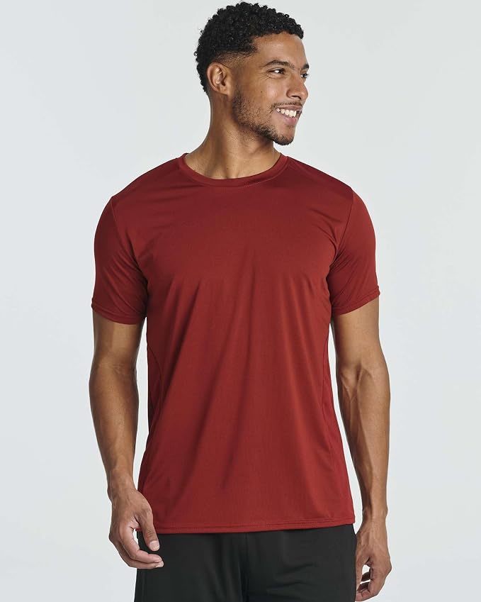 5 Pack Men's Dry Fit Short Sleeve T-Shirt Gym Workout Athletic Running Tee | Cooling, Moisture-Wicking, Crew Neck, Quick-Dry, Breathable, Active, Exercise, Fitness, Basketball, Cycling, Hiking, Tennis