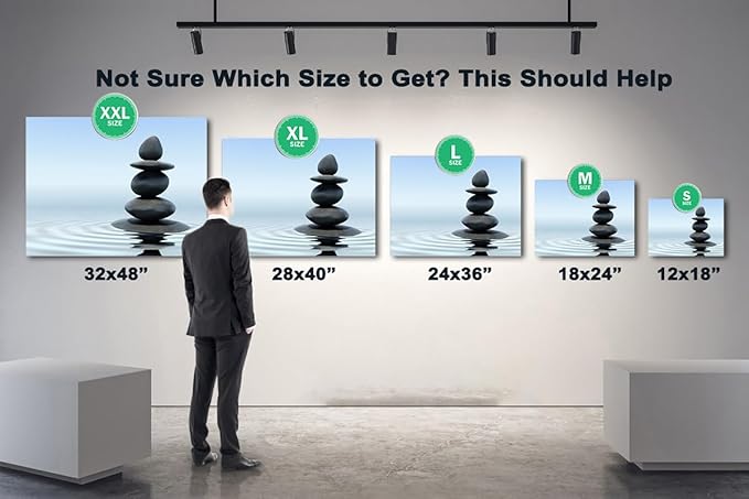 Zen Wall Art Decor, Modern Bathroom Zen Decor Wall Art, Large Zen Relaxing Canvas Wall Art for Spa Room Decor, Black Pebble and Waves Tranquil Zen Art Prints for Office & Spa Wall Decor 28x40 Inches