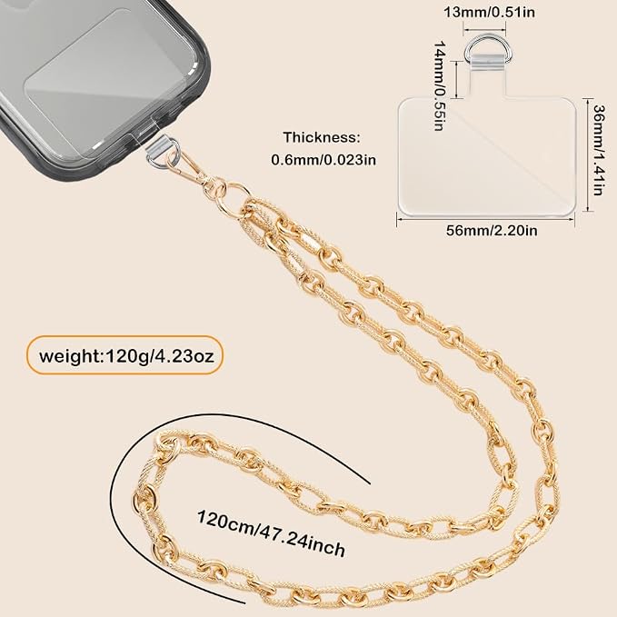 Crossbody Lanyard Strap, Durable Metal Chain Strap, Universal Phone Lanyard with Tether Tab, Detachable Phone Chain Strap
