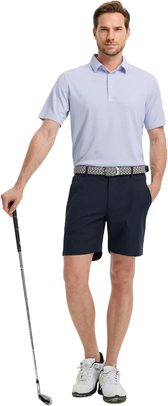 M MAELREG Golf Shirts for Men Moisture Wicking Jacquard Breathable Performance Dry Fit Collared Mens Polo Shirts Short Sleeve