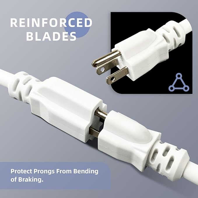 EP 12/3 6 FT Indoor Outdoor White Extension Cord Waterproof, 12 Gauge 3 Prong Power Cord Flexible Resistant Appliance Extension Cable Electric Cable Outside, 15A 1875W 12AWG SJTW, ETL Listed