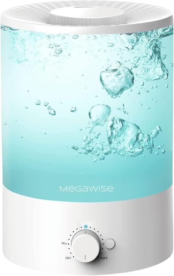 MegaWise 3.5L Cool Mist Humidifier – Whisper-Quiet Ultrasonic Vaporizer for Baby Nursery, Bedroom & Office | Top-Fill Design, Essential Oil Diffuser, Easy to Clean, 7-Color Night Light, Auto Shut-Off