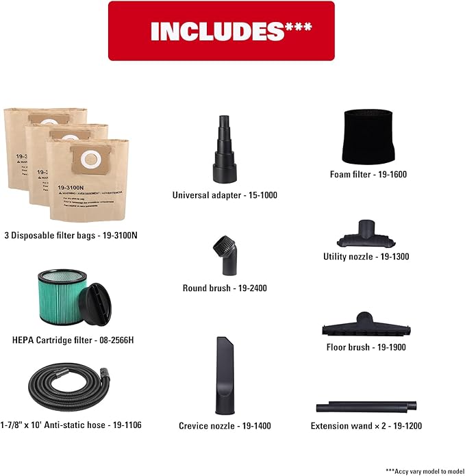 ECOMAX Dust Extractor & Shop Vac 2-in-1, Semi-Automatic Filter Clean, HEPA Filter, 8 Gallon 6.5 HP Wet Dry Vacuum, Anti-Static Hose, Dust-Full Indicator, for Woodworking, Workshop and Garage