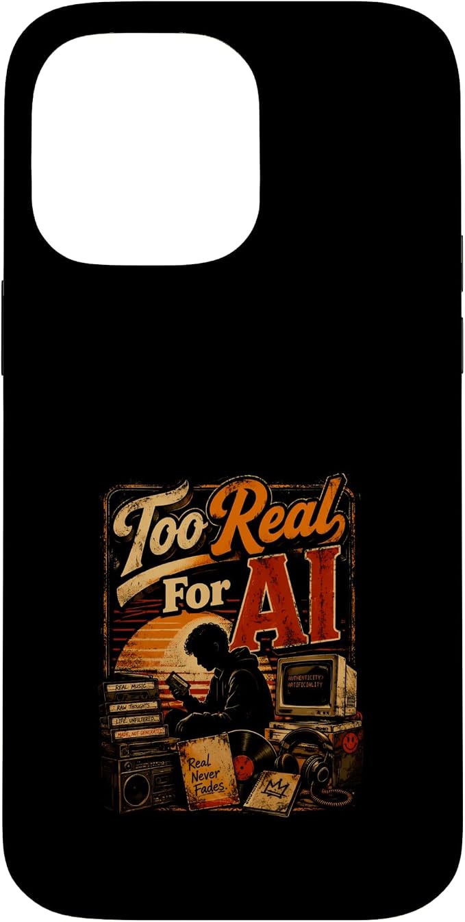 Too Real for AI - Authentic Music Lovers Case for iPhone 14 Pro Max