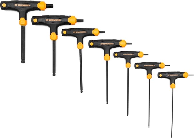 GEARWRENCH 7 Piece Metric T-Handle Ball End Hex Key Set - 83516
