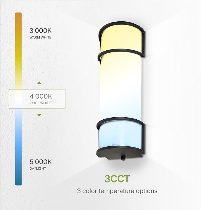 ASD LED 18" Vanity Flush Mount Light Fixture, Linear Bathroom Lighting Bar | 3CCT, Dimmable, Energy Star, ETL Listed | 20W 1650LM 3000-5000K 120V | Long Tube Bath Wall Sconce Over Mirror | Black
