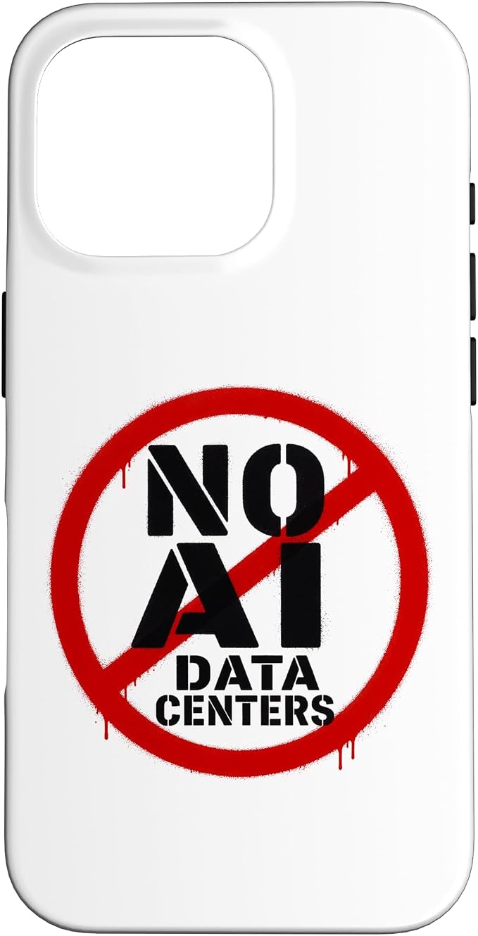 No AI Data Centers ��� Simple Minimal Spray Paint Style Text Case for iPhone 16 Pro
