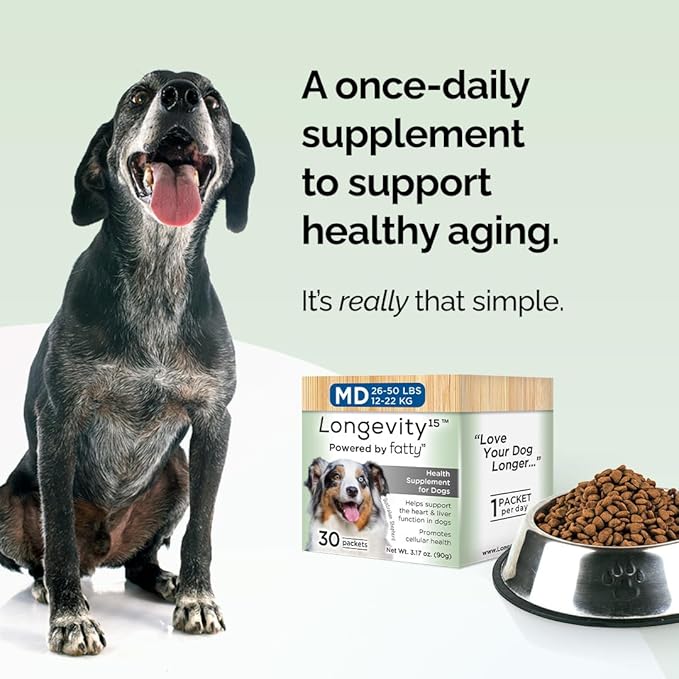 Yummy Combs Longevity15 – C15:0 – Fatty Acid Health Supplement for Dogs – Healthy Pet Supplies – for Medium Dogs, 3 Pack