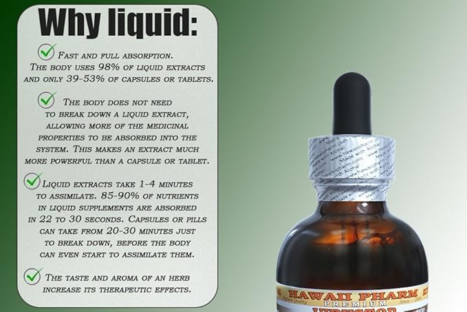 Mugwort Alcohol-Free Liquid Extract, Organic Mugwort (Artemisia vulgaris) Dried Flower Glycerite Natural Herbal Supplement, Hawaii Pharm, USA 32 oz Unfiltered