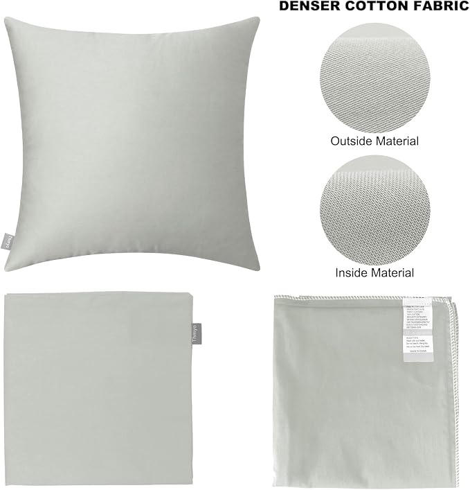 Thmyo 4-Pack 100% Cotton Comfortable Solid Decorative Throw Pillow Case Square Cushion Cover Pillowcase Sublimation Blank Pillow Covers DIY Throw Pillowcase for Sofa(18x18inch/45x45cm,Grey)