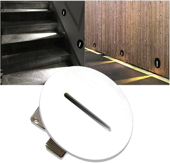 TTPP 1W LED Recessed Wall Lamp Stair Light AC85-265V Step Light Indoor Recessed Staircase Lamp Stairway Corridor Wall Foot Lamp Sconce Lights-CoolWhite-White