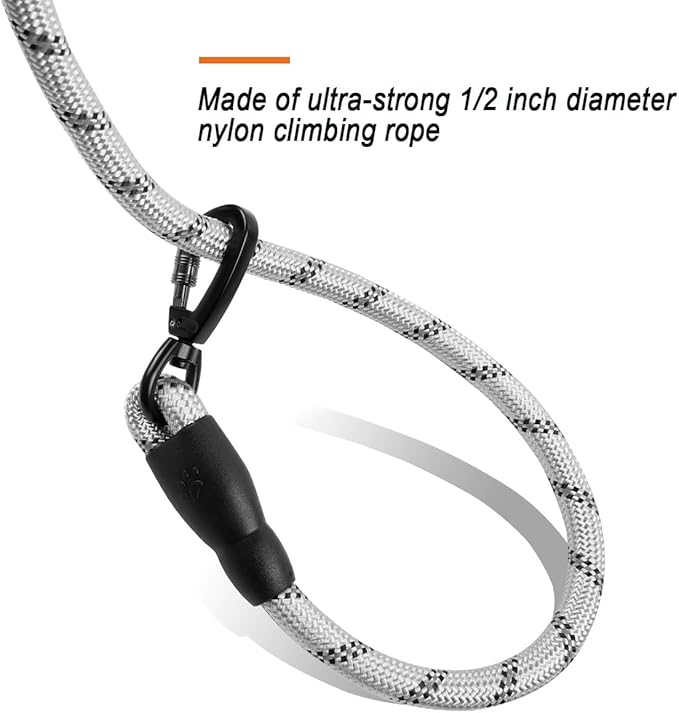 BARKBAY Dog Leashes for Large Dogs Heavy Duty Dog Leash 2 Pack 5 FT with Comfortable Padded Handle Highly Reflective Threads for Medium Large Dogs Walking Training Running (5FT-1/2,Gray+Black)