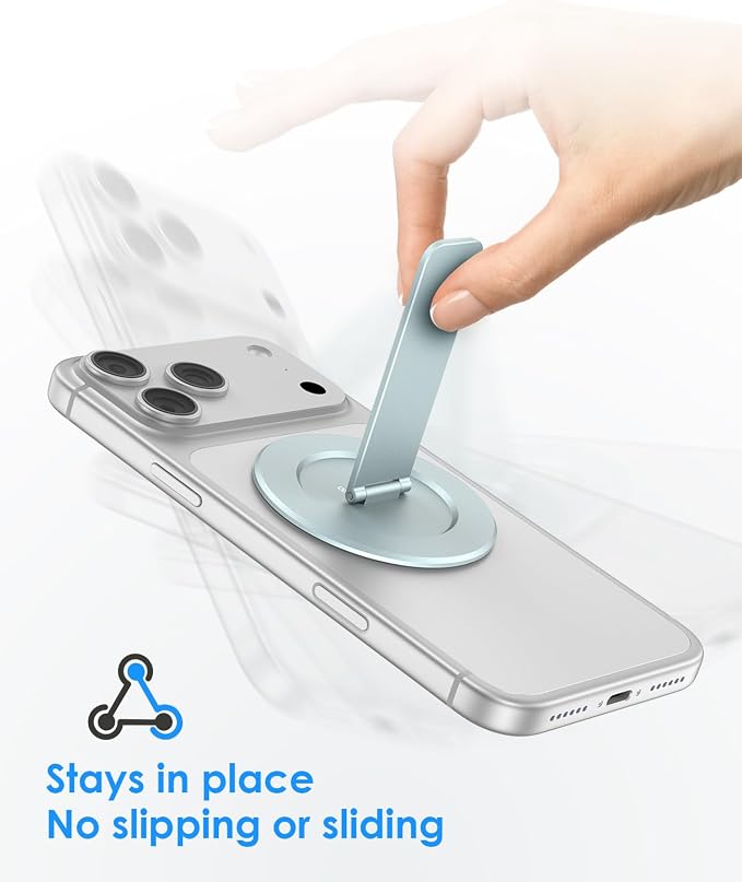 Magnetic Phone Stand for Magsafe, Ultra-Slim Snap-on Phone Holder Kickstand,180�� Adjustable Angle Damping Design Cellphone Grip, Blue