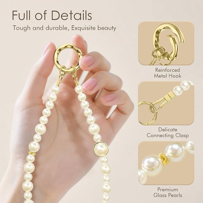 SURPHY Phone Charm, Handmade Beaded Phone Wrist Strap with Tether Tab | Phone Charm Strap, Phone Chain with Premium Metal Buckle, Wrist Strap Fits Cellphone Cases, Wallets, Bags, Keys