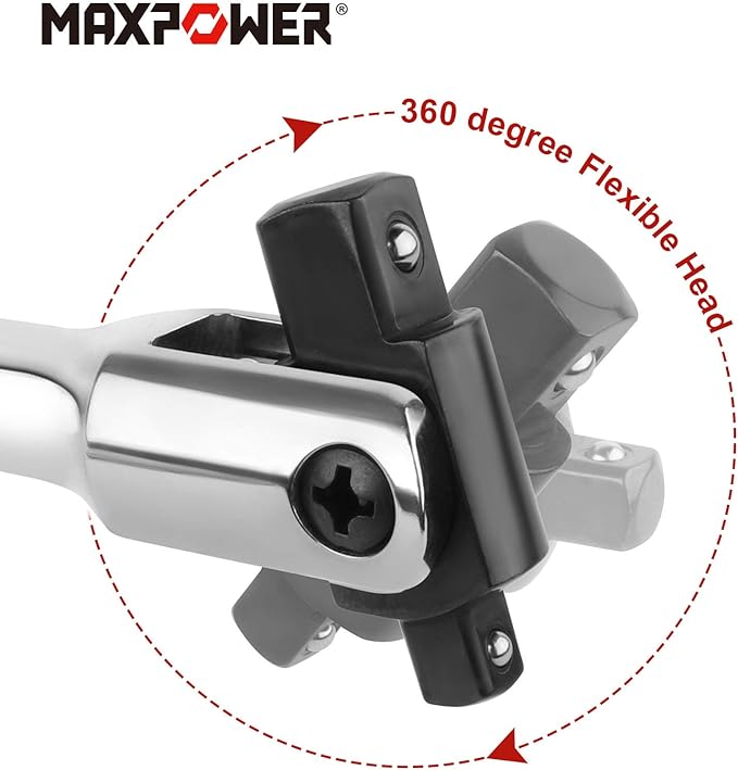 MAXPOWER 24-inch Breaker Bar Dual Drive 3/4-Inch Drive and 1/2-Inch Drive Flex Handle