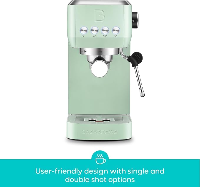 CASABREWS 3700 Essential Espresso Machine, Stainless Steel Espresso Maker | 20-Bar Italian Pump, Powerful Steam Wand, 43.9oz Removable Water Tank, Compact Espresso Maker for Home, Cappuccino & Latte