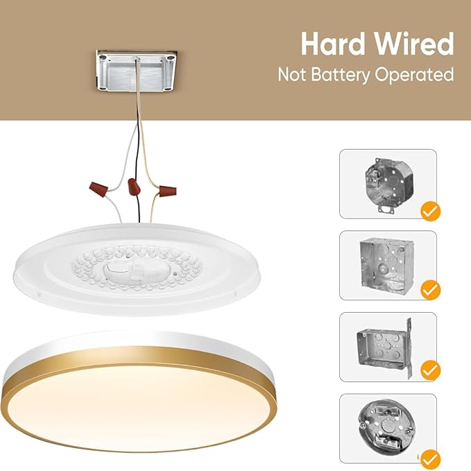 18 Inch Flush Mount Ceiling Light with Remote Control & Night Light, 5CCT Dimmable Ceiling Light Fixture, 43W 4300LM 2700K-6500K Adjustable LED Ceiling Lights for Bedroom Kitchen, White Gold