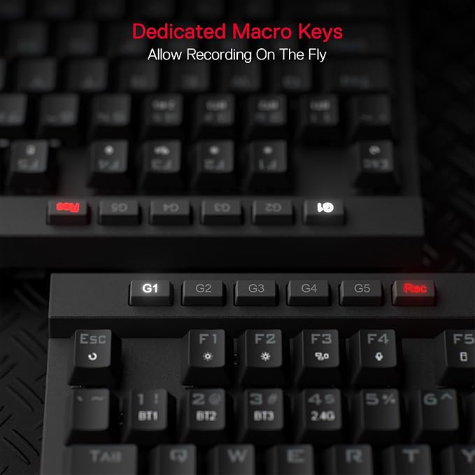 Redragon K580 PRO Wireless RGB Gaming Keyboard, Macro G Keys & Media Wheel | 0 Delay Tri-Mode, 5 On-Board Combo Keys, Ready for MMO & MOBA Play, 0-Delay Tri-Mode for Multiple Devices, Swap-Ready Socket