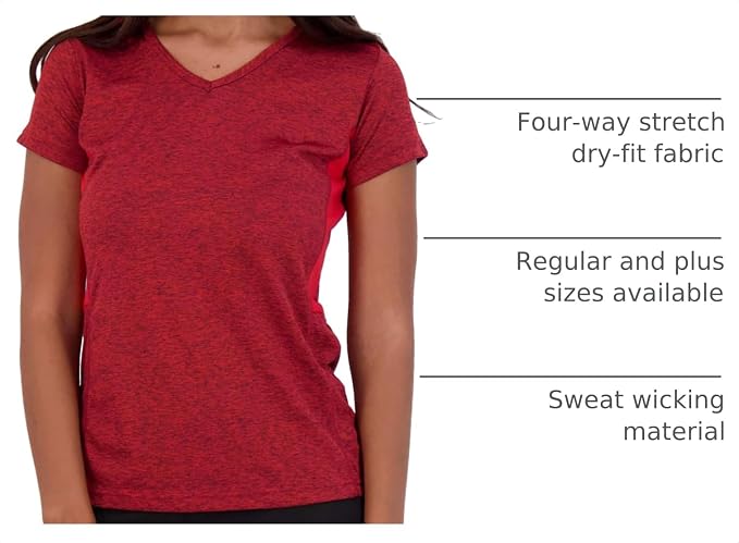 5 Pack Women's Dry Fit V Neck Workout Tops T Shirts Athletic Gym Yoga Tees | Available In Plus Size, Cooling Moisture-Wicking, Short Sleeve, Quick-Dry, Fitness, Stretch, Exercise, Running, Hiking
