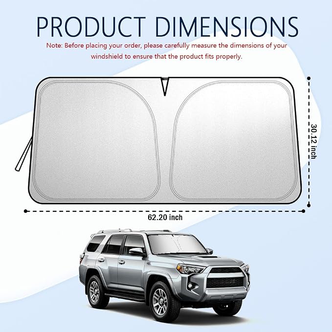 Car Windshield Sun Shade Compatible with Toyota 4Runner 2010-2025,Oxford Cloth Sun Shade for Car Windshield with Foldable Design,Essential Windshields Cover Suns Shades with Storage Bag
