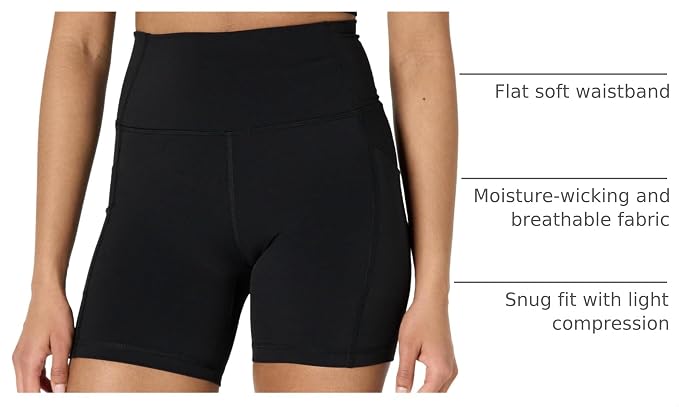 Amazon Essentials Women's Active FormFlex Buttery Soft High Waist Biker Shorts