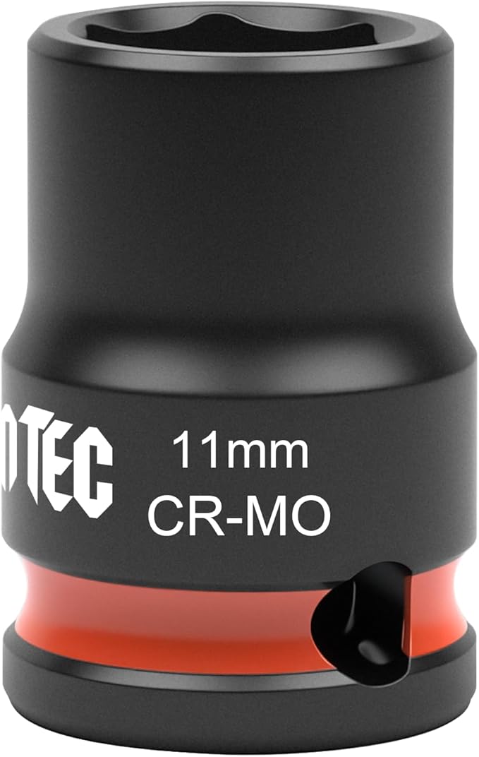 6-Point Shallow Impact Socket, 3/8-Inch Drive 11mm Socket, Cr-Mo,Automotive, Truck Maintenance, Heavy Equipment Repair