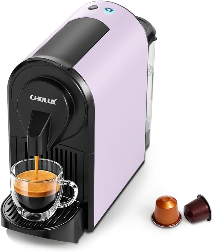 CHULUX Bafè-Pro 20Bar Espresso Coffee Machine for Fast Extraction, Lavender | 1400W Rapid Heating, Espresso Lungo Buttons, Used Capsule Drawer, Auto-Eject System, 24oz Removable Reservoir, Mini Footprint