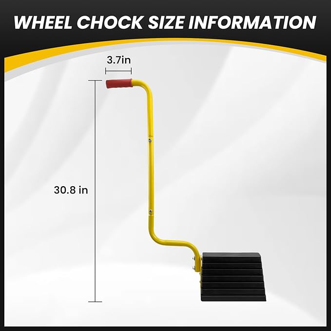 HOXWELL 2 Pack Heavy Duty Rubber Wheel Chock with Handle, Sturdy Solid Anti Slip Wheel Stopper for All Weather Use -Trucks, RV, Travel Trailer, Pop Up Camper Accessory, 2 Pcs