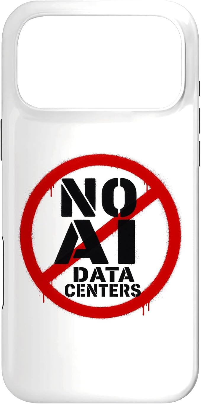 No AI Data Centers ��� Simple Minimal Spray Paint Style Text Case for iPhone 17 Pro Max