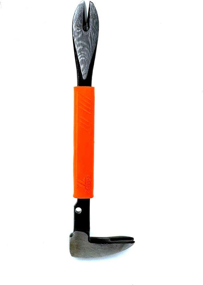 25-346 8'' Precision Nail Puller Cats Paw Pry Bar, Forged High Carbon Steel & Ergonomic Soft Grip, Crow Bar Tool for Prying, Scraping, Lifting, Pulling