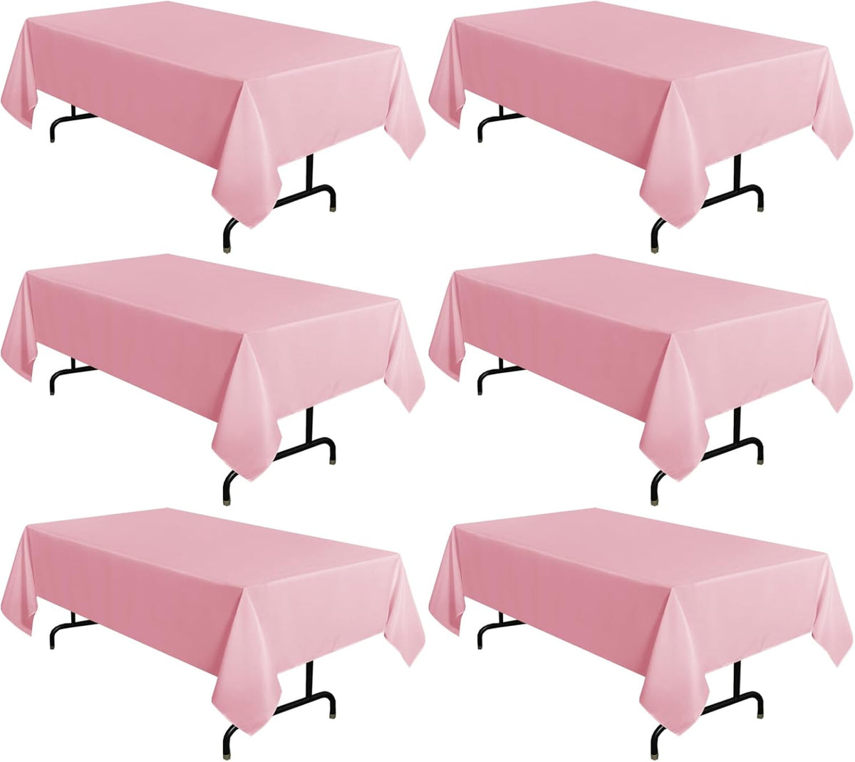 sancua 6 Pack Pink Tablecloth 60 x 102 Inch, Rectangle Table Cloth for 6 Feet Tables - Stain and Wrinkle Resistant Washable Polyester Table Cover for Dining Tables, Valentines Parties